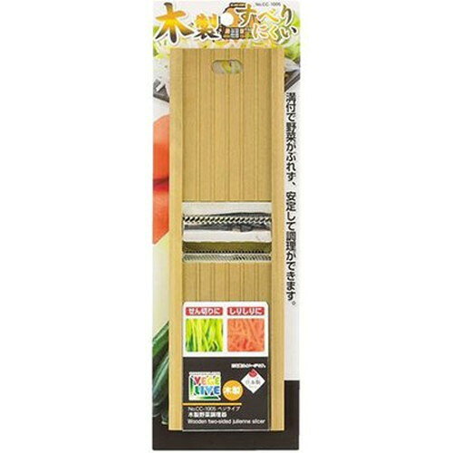 ベジライブ木製野菜調理器特長ベジライブ木製野菜調理器仕様製品サイズ(約):80×270×15mm製品重量(約):92g刃:ステンレス鋼台木:天然木生産国:日本メーカー名：パール金属原産国：日本【代引きについて】こちらの商品は、代引きでの出荷は受け付けておりません。【送料について】北海道、沖縄、離島は送料を頂きます。