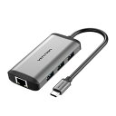 VENTION 多機能 PDドッキングステーション USB-C to HDMI/USB3.0*3/RJ45/ 0.15M メタルタイプ グレー CN-8047 パソコン周辺機器(代引不可)【送料無料】