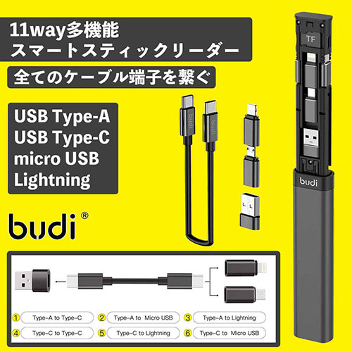 budi 多機能スマートスティックリーダー ブラック MT516B スマートフォン(代引不可)【送料無料】