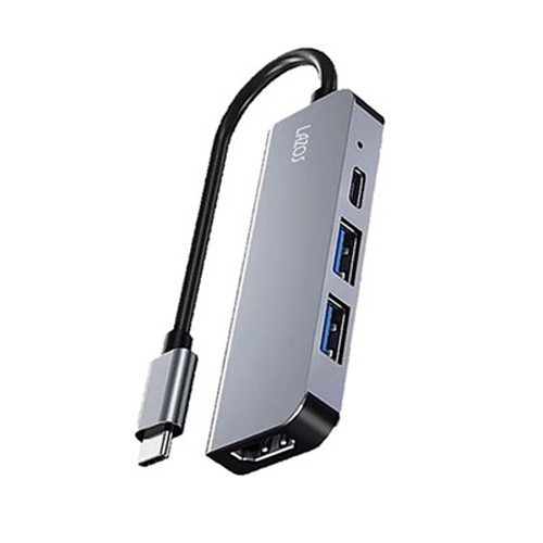 【6個セット】 Lazos 変換アダプタ TypeC 4in1 シルバー L-CHU4X6 パソコン周辺機器(代引不可)【送料無..