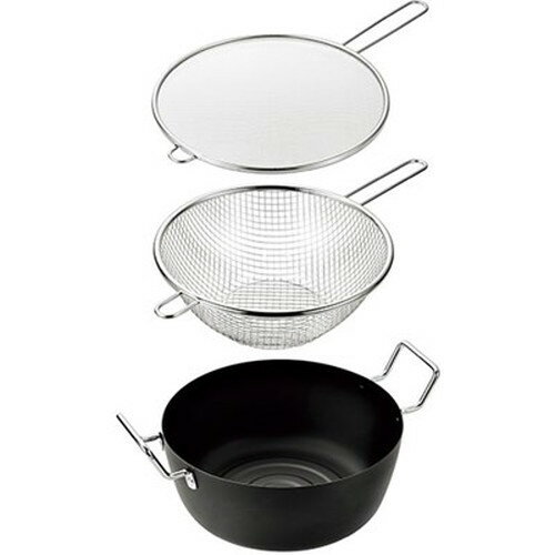 よこやま 燕熟の技 天ぷら鍋22cm&手付きフライヤー22cm&フライヤー油はねガード24cm EJTF-800 キッチン雑貨(代引不可)【送料無料】