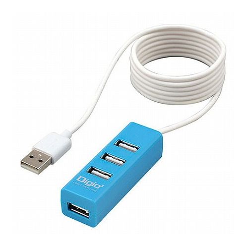 【3セット】 ナカバヤシ USB2.0 4ポートハブ 120cm ブルー UH-2614BLX3(代引不可)【送料無料】