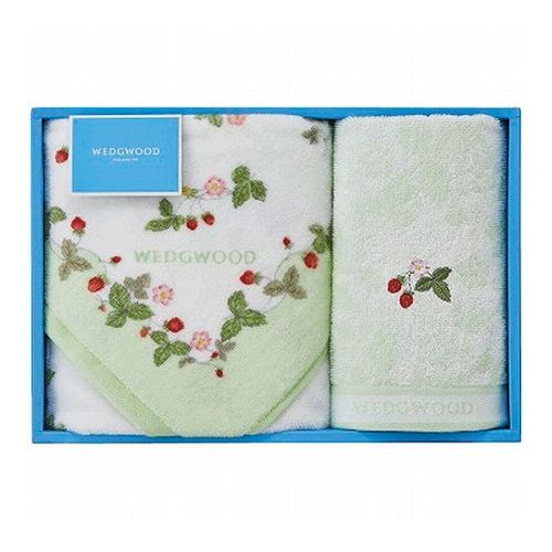 ウェッジウッド ワイルドストロベリー フェイスタオル&ウォッシュタオル グリーン フェイスタオル、ウォッシュタオル C6049524(代引不可)
