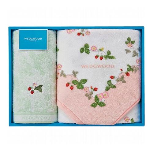 ウェッジウッド ワイルドストロベリー バスタオル&フェイスタオル ピンク バスタオル60×120cm、フェイスタオル34×75cm C6049616(代引不可)【送料無料】