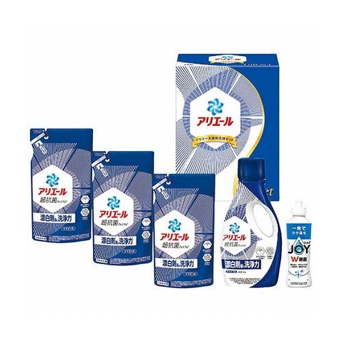 アリエール液体洗剤セット商品特徴「洗濯化学のアリエール」漂白剤なしでも真っ白に洗える液体洗剤と除菌が出来る台所洗剤の詰合せセットです。商品仕様メーカー品番:PGCG-30E内容物:アリエールジェル・除菌ジョイコンパクト各1本・アリエールジェル(詰替用)3個生産国:日本箱サイズ:21.6×14.3×28.2cm重量:2600g【代引きについて】こちらの商品は、代引きでの出荷は受け付けておりません。【送料について】北海道、沖縄、離島は送料を頂きます。