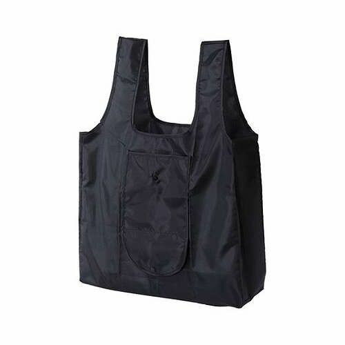 【5枚セット】 かんたんたためるエコバッグ 大きめショルダータイプ 約125×430×360mm ブラック 22555505X5