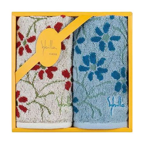 【2P×5セット】 シビラ エンラサーダ2 ミニタオル ブルー&ベージュ 25×25cm B1036585X5【送料無料】