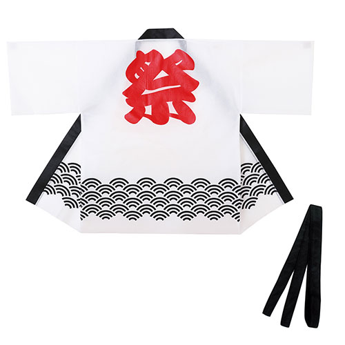 ARTEC カラー不織布ハッピ(法被) 祭 L 青海波柄(ホワイト) ATC18689(代引不可)