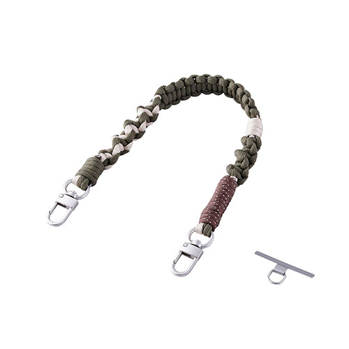 エレコム ハンドストラップ編み物 ひとつひとつ丁寧に手作りした温かみのある編み模様 カーキ P-STHKNKH(代引不可)【送料無料】