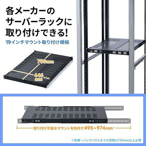 サンワサプライ 19インチマウント取り付け棚板 ブラック CP-SVHTNT1BK(代引不可)【...