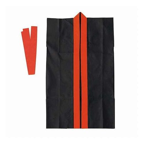 Traditional Short Coat - 【10着セット】 ARTEC カラー不織布ロングハッピ(ハチマキ付) 黒 襟赤 C 袖がなくて 動きやすい 丈の長いロングハッピ ATC3170X10(代引不可)【送料無料】