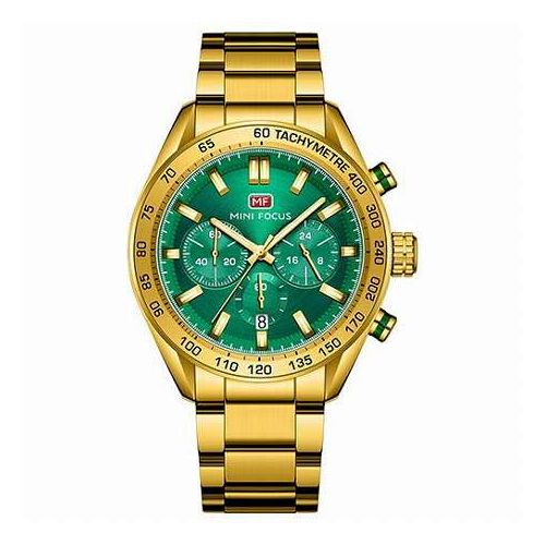 OMEGA - MINIFOCUS ミニフォーカス 0403G メンズ 腕時計 クロノグラフ リーズナブルで高品質 ゴールド×グリーン MF0403G-02(代引不可)【送料無料】