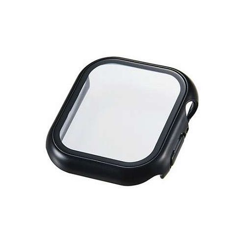 エレコム Apple Watch 42mm フルカバーケース プレミアムガラス 高透明 メタリック 42mm ブラック AW-25BFCGPBK(代引不可)