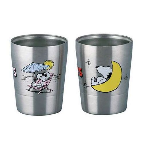 ピーナッツ ペア二重タンブラー260ml Sセット φ7.5×9.5cm C7124095(代引不可)【送料無料】