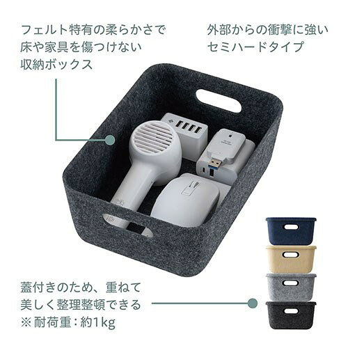 ナカバヤシ Cloud-Felt 収納BOX やわらかな質感で積み重ねても美しく整う収納ボックス ネイビー SZC-GDP19NB【送料無料】 [2]