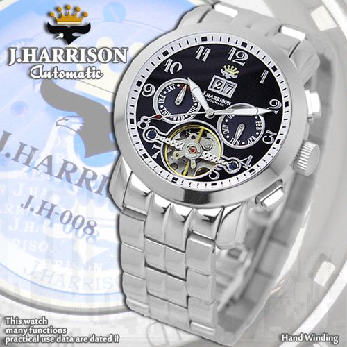 J.HARRISON 多機能付ビッグテンプ自動巻&手巻き JH-008BB(代引不可)【送料無料】 J.HARRISON 多機能付ビッグテンプ自動巻&手巻き JH-008BB(代引不可)【送料無料】