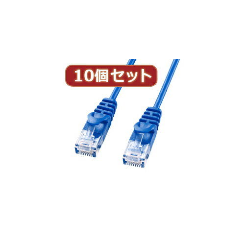 【10個セット】サンワサプライ カテゴリ6極細LANケーブル LA-SL6-01BLX10(代引不可) 【10個セット】サンワサプライ カテゴリ6極細LANケーブル LA-SL6-01BLX10(代引不可)