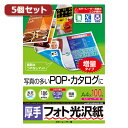 【5個セット】サンワサプライ カラーレーザー用フォト光沢紙 厚手 LBP-KAGNA4N-100X5 LBP-KAGNA4N-100X5 パソコン(代引不可)【...