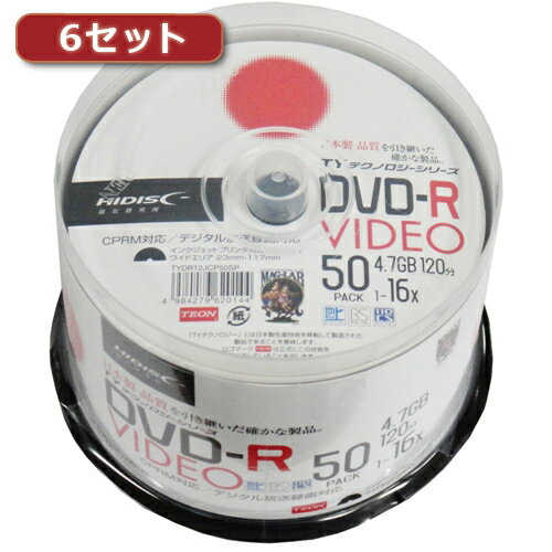 【6セット】HI DISC DVD-R(録画用)高品質 50枚入 TYDR12JCP50SPX6(代引不可)【送料無料】