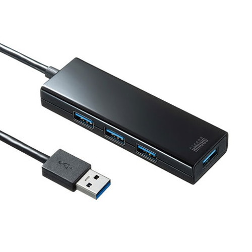 【商品コード】 USB-3H420BK【商品説明】 充電ポートを1つ装備したACアダプタ付きのUSB3.1 Gen1(USB3.0)4ポートハブ。【特長】 USB3.1Gen1(USB3.0)4ポートのUSBハブです安定した動作ができるACアダプタ付です。最大2.1A出力対応した充電ポートを1ポート搭載しています。↓*パソコン接続時には最大1.5Aしか出力されません。ケーブル長直付タイプです。USB3.1Gen1(USB3.0)のスーパースピードモード(5Gbps・規格値)に対応しています。↓↓↓【ご購入前にご確認ください】 ↓*USB2.0/1.1規格の製品を接続する場合、最大転送速度は遅いほうの規格になりますのでご注意ください。 ↓*本製品はUSBハブですが全てのUSB機器に接続、動作を保証できるものではありません。 ↓*本製品はUSB3.1Gen1(USB3.0)規格に対応しておりますがUSB3.1GEN1の規格値(5Gbps)の転送速度を保証するものではありません。 ↓↓↓↓【仕様】 ●インターフェース規格:USB仕様 Ver3.1Gen1(USB3.0)準拠(USB Ver.2.0/1.1上位互換)●通信速度:5Gbps/480Mbps/12Mbps/1.5Mbps(理論値)●コネクタ:USB3.1Gen1(USB3.0)Aコネクタメス×4(ダウンストリーム)USB3.1Gen1(USB3.0) Aコネクタオス×1(アップストリーム)●電源:セルフパワー/バスパワー●供給電流:最大900mA(1ポートあたり)*充電同期ポートは最大2.1Aまで出力できます。*4ポートで合計最大3Aまで(セルフパワー時)●サイズ:W95xD31xH14mm●重量:約44g(本体のみ)●ケーブル長:約0.3m ●付属品:ACアダプタ(DC5V 3A ケーブル長:約1.5m)【代引きについて】こちらの商品は、代引きでの出荷は受け付けておりません。【送料について】北海道、沖縄、離島は送料を頂きます。