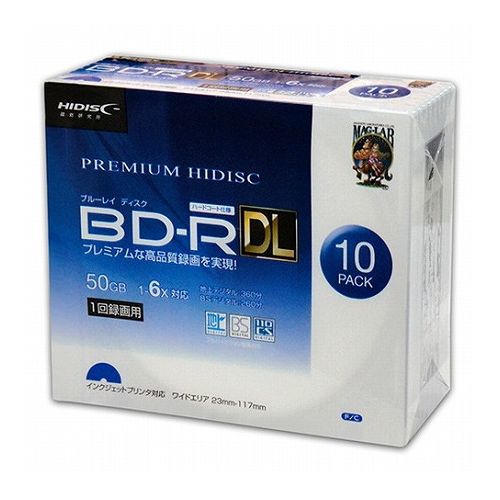 10個セット PREMIUM HIDISC BD-R DL 1回録画 6倍速 50GB 10枚 スリムケース HDVBR50RP10SCX10(代引不可)【送料無料】