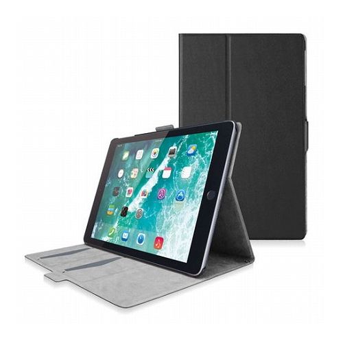 ■使いやすさを向上させた軽量スリムな9.7インチiPad2017年/2018年モデル用フラップカバーです。機器本体のスリムなフォルムを損ねずに保護します。■カードや名刺を収納できる2つのカードポケットをカバー内側に備えています。■溝のないフラップ上で好きなアングルに調節できるフリーアングルタイプです。■未使用時に液晶画面部分をカバーするフラップが付いています。フラップを閉じるとスリープモードになり、開けるとスリープから復帰します。■フラップはマグネットで簡単に留めることができます。■背面のタッチペンホルダにApplePencilを差し込んで持ち運び可能です。■カバー内側には本体を傷つけにくい起毛素材を採用しています。■カバーの縁が液晶画面を覆わず、見やすく操作しやすい設計です。■カバーを装着したままで液晶画面の確認、本体の操作、各種ボタン操作、Lightningコネクタへの接続、ヘッドホンの接続が可能です。■カバーを装着したままで写真撮影が可能です。■対応機種:9.7インチiPad2018年モデル、9.7インチiPad2017年モデル■セット内容:カバー×1■材質:合成皮革、ポリエステル、ポリカーボネート■カラー:ブラック■メーカーエレコム【配送について】こちらはメール便での発送となります。メール便でのお届はポストインです。下記の事項は対応できませんのでご確認ください。■時間指定・到着日指定はできません。■代金引き換えでのお支払いはできません。■お荷物の現在地追跡はできません。※他の商品との同梱不可