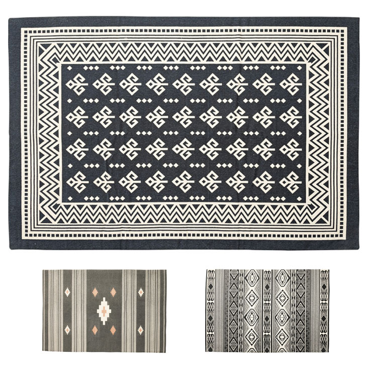 Patterned - ラグ カーペット 180×180 インド綿 ROOMESSENCE カーペット リビングラグマット カーペット お洒落 雑貨 インダストリアル(代引不可)【送料無料】