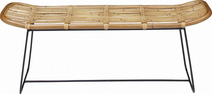 ベンチ 幅121×奥行39×高さ45.5 座面高41 ラタン ラッカー塗装 アイアン(代引不可)【送料無料】