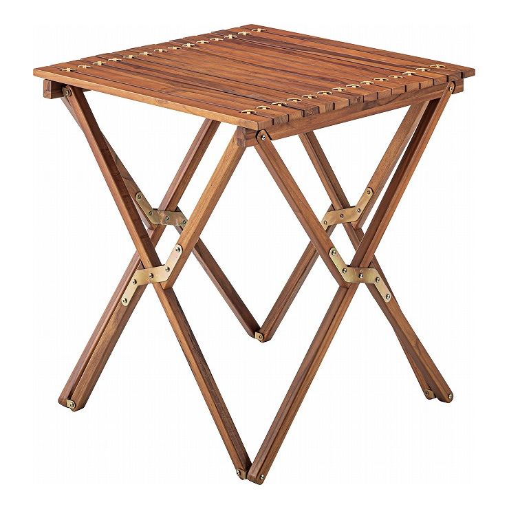 ロールトップテーブル 幅60×奥行60×高さ67 天然木 チーク ウレタン塗装 本革(代引不可)【送料無料】