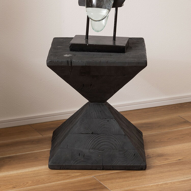 パイン古材スツールブラックサイドテ...