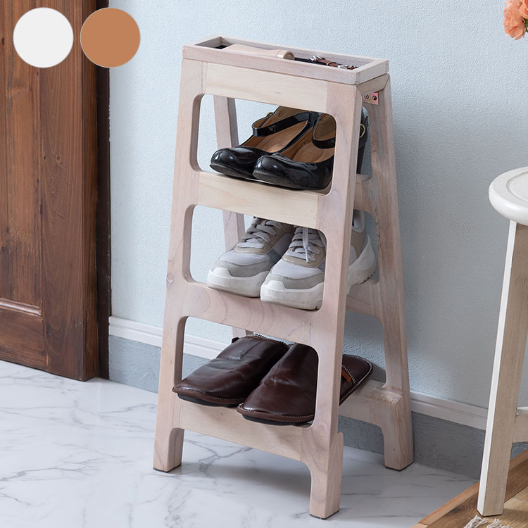 シューズラック 3段 靴収納 靴箱 折りたたみ式 コンパクト おしゃれ 木製 玄関収納 キーボックス 小物..