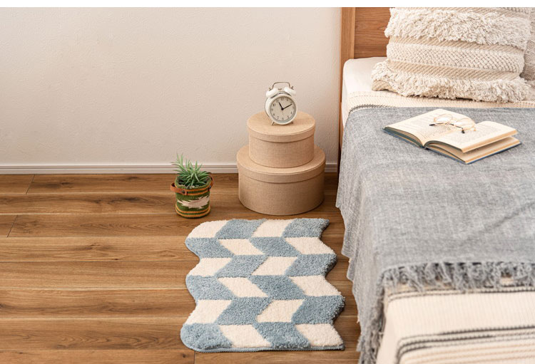 マット 波うち型 ニュアンス 個性的 アクセント 玄関マット 小さめ 滑り止め付き ナチュラル ミニマット ミニ レトロ(代引不可)【送料無料】 [2]