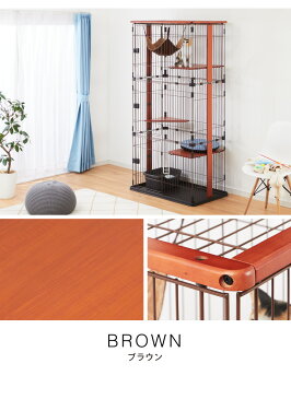 キャットケージ 3段 木製 木目調 サークル 木目 ペット用品 猫用品 大型 組立簡単 猫ケージ キャットハウス ペット ハンモック ステップ付き 多頭飼い ネコ ねこ キャット 子猫 留守番 脱走防止 便利【送料無料】