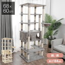 キャットタワー スリム 据え置き 大型猫 ハンモック付き 68×60cm 高さ184cm 省スペース おしゃれ 猫 猫用品 ペット用品 タワー 爪とぎ ハンモッ...