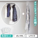 圧縮袋 衣類 収納 ハンガー 衣類圧縮袋 吊るせる 4枚セット Lサイズ 圧縮 バルブ式 専用ポンプ 服圧縮袋 収納袋 吊るせる収納 衣替え ハンガータイプ クローゼット クローゼット収納 バルブ式圧縮袋【送料無料】