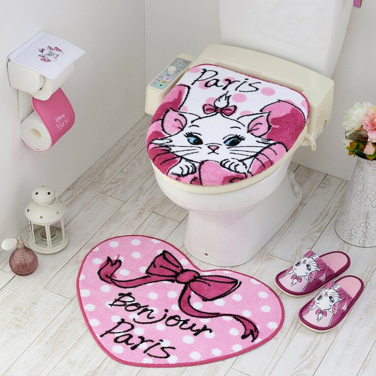 Disney ディズニー マリー トイレ 4点セット トイレ フタカバー トイレフタカバー マット スリッパ トイレカバー キャラクター(代引不可)【送料無料】のサムネイル