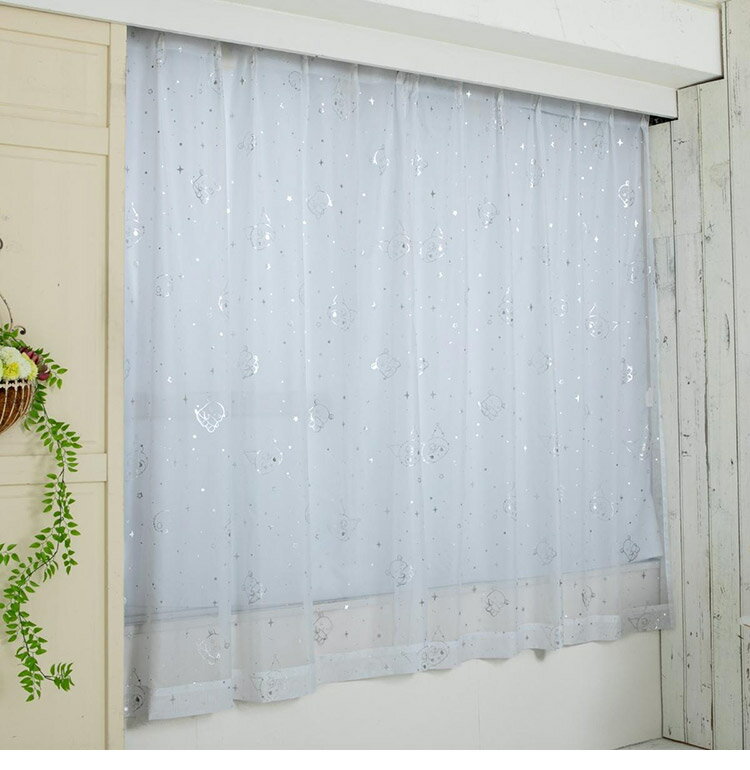 レースカーテン 2枚セット クロミ 幅100×丈133cm UVカット率99.9% 外から見えにくい キャラクター グッズ 正規ライセンス品 公式 サンリオ SANRIO クロミちゃん バク マイメロディ マイメロ(代引不可)【送料無料】