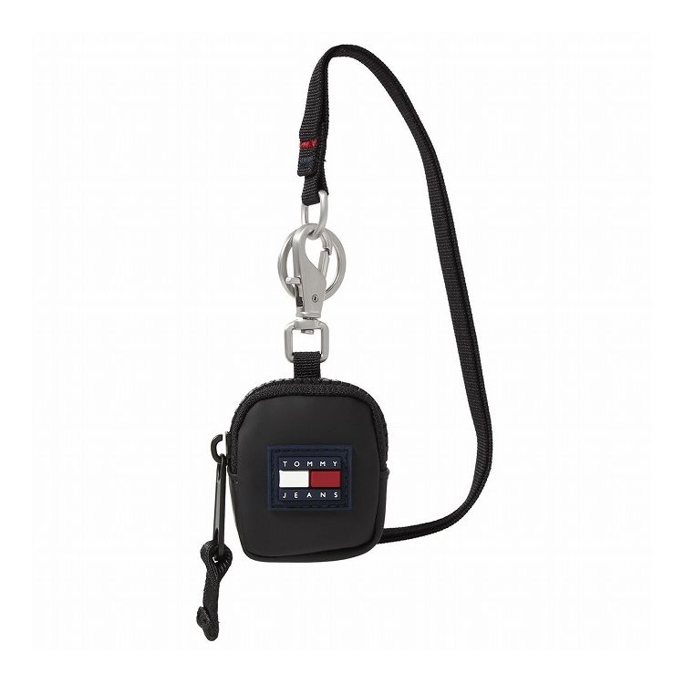 【商品詳細】■ブランド名：TOMMY HILFIGER■オリジナル品番：AM0AM08638BDS■カラー：Black■サイズ：(約)縦6cm 横5cm マチ1.5cmストラップ長さ(約)ネックストラップ 全長91.5cmストラップ立ち上がり(約)ネックストラップ 内寸86.5cm(調節不可・取り外し可)■重量：(約)60g■仕様　開閉：ファスナー内側：-外側：スナップフック(取り外し不可)×1、キーリング(取り外し可)×1■素材：ポリウレタン100%■付属品：ネックストラップ■製造国：中国、その他【送料について】北海道、沖縄、離島は送料を頂きます。