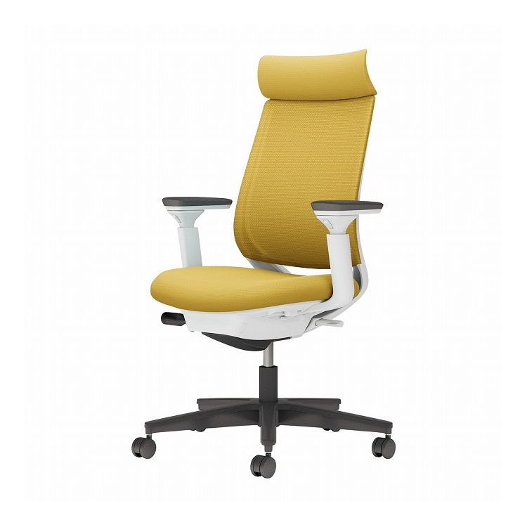 【メーカー直送】 コクヨ オフィスチェア 椅子 イス チェア ミトラ2 可動肘 ホワイトグレー オリーブイエロー(代引不可)【送料無料】(3)