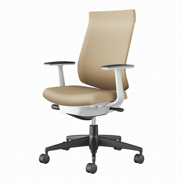 コクヨ 【メーカー直送】オフィスチェア ウィザード4 ハイバック T型肘 ブラック脚 本体ホワイトグレー C06-B212CU-E1G41K1 フローリング用 ソフトベージュ(代引不可)【送料無料】