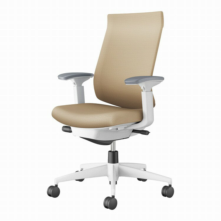 コクヨ 【メーカー直送】オフィスチェア ウィザード4 ハイバック 可動肘 ホワイト脚 本体ホワイトグレー C06-W232CW-E1G41K1 カーペット用 ソフトベージュ(代引不可)【送料無料】(3)