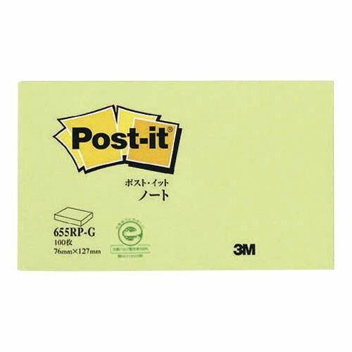 スリーエムジャパン ポストイット再生紙 ノート グリーン 1 個 655RP-G 文房具 オフィス 用品