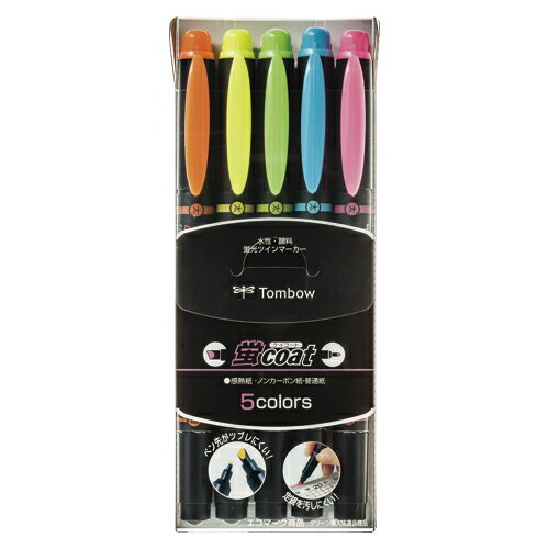 トンボ鉛筆 蛍光マーカー 蛍コート 5色セット 1 個 WA-TC5C 文房具 オフィス 用品