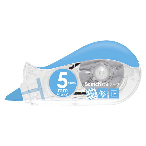 スコッチ・3M 修正テープ ブルー SCPD-5NNJANコード：45486238678925mmx10mサイズ:5mmx10m仕様:交換式テープを使い切ったら簡単に補充できる交換式テープです微修正！小さな’1’文字でもきっちり消せる。ワンプッシュ開閉で交換らくらく。●仕様:詰替えタイプ本体 巻き戻しボタン付き●テープ寸法:幅5mm×長さ10m●本体全長:80mm●カートリッジ:SCPR−5NN●カラー:ブルー●メーカー品番:SCPD-5NN【送料について】北海道、沖縄、離島は送料を頂きます。