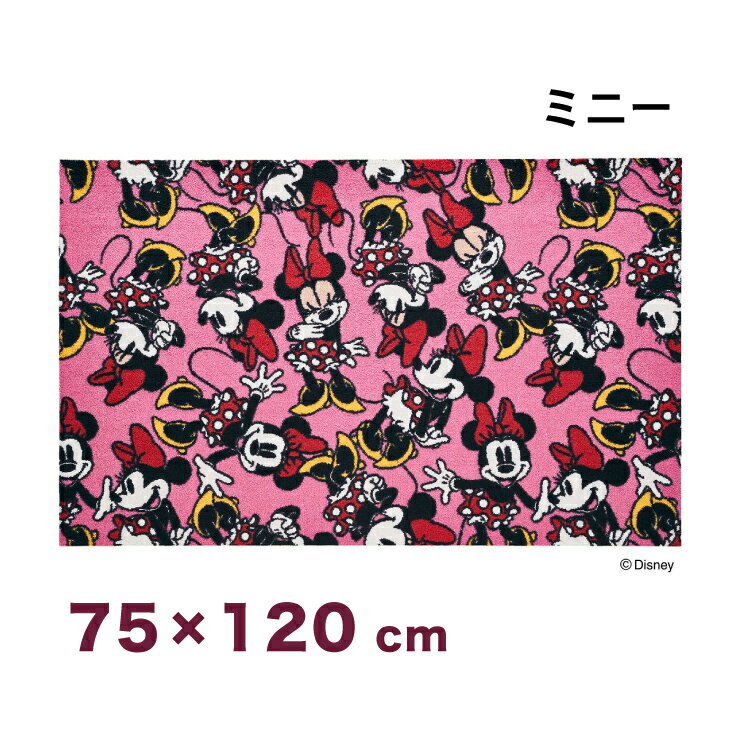 Minnie/ミニー 75x120cm マット 玄関マット エントランスマット ディズニー キャラクター ミニーマウス かわいい ピンク(代引不可)【送料無料】