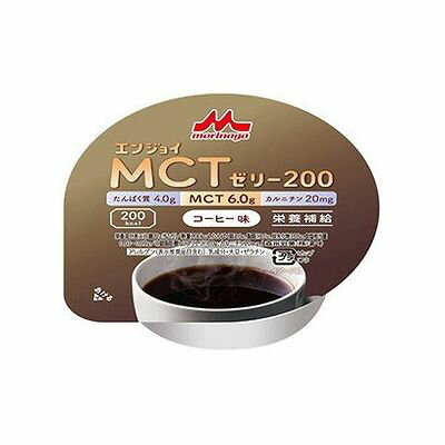 商品概要メーカー：クリニコ商品名：【軽】エンジョイMCTゼリー200コーヒー味（72g）区分：食品内容量：72g商品概要：効率的なエネルギー補給とたんぱく質補給に配慮したゼリーJANコード：49836448商品コード：054105343商品の特徴1個（72g）当たりエネルギー200kcal、たんぱく質4．0gを補給できます。効率的なエネルギー摂取に考慮し、MCT6．0g、カルニチン20mg、各種ビタミンを配合。少量ハイカロリーなので食事量が低下した方におすすめです。原材料／成分／素材／材質原材料：でんぷん分解物（国内製造）、植物油、中鎖脂肪酸トリグリセリド、グラニュー糖、コラーゲンペプチド、脱脂粉乳、寒天、カルニチン／カラメル色素、ゲル化剤（増粘多糖類）、カカオ色素、香料、（一部に乳成分・大豆・ゼラチンを含む）栄養成分1個（72g）当たり：熱量200kcal、たんぱく質4．0g、脂質13．0g、炭水化物16．8g、食塩相当量0．03〜0．09g／中鎖脂肪酸トリグリセリド6．0g、カルニチン20mgアレルギー表示アレルゲン（表示推奨品目含む）乳成分・大豆・ゼラチン味／香りコーヒー味賞味期限／使用期限（製造から）12か月原産国・製造国日本使用方法／召し上がり方そのままお召し上がりください。保存方法・室温で保存できますが、おいしさを保つために冷所での保管をおすすめします。・直射日光があたる場所や、高温な場所、凍結するような場所で保管しますと、風味劣化等の性状変化が認められる場合があります。使用上の注意●医師・栄養士等のご指導に従って使用してください。●牛乳・大豆・ゼラチン由来の成分が含まれています。アレルギーを示す方は使用しないでください。●容器に漏れ・膨張等がみられるもの、開封時に内容物の色・臭い・味に異常があるものはお飲みにならないでください。●原材料の一部が沈殿・浮遊することがありますが、品質には問題ありません。開封前によく振ってからお飲みください。発売元／製造元／輸入元クリニコ※予告なくパッケージリニューアルをされる場合がございますがご了承ください。※パッケージ変更に伴うご返品はお受け致しかねます。※メーカーの都合により予告なくパッケージ、仕様等が変更となる場合がございます。※当店はJANコードにて管理を行っている為、それに伴う返品、交換等はお受けしておりませんので事前にご了承の上お買い求めください。【送料について】北海道、沖縄、離島は送料を頂きます。