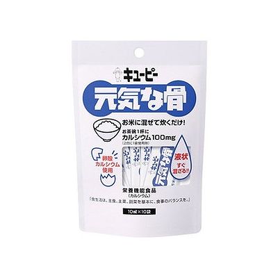 商品概要メーカー：キユーピー商品名：【軽】キユーピー元気な骨（10mL×10袋）区分：食品内容量：10mL×10袋商品概要：ごはんを炊く水に混ぜるだけで手軽にカルシウムを強化できます。お茶碗1杯のごはん（150g）でカルシウム約100mgのカルシウムが補給できます。良質なカルシウムである「卵殻カルシウム」を使用。液状なので混ぜやすく、シチューやハンバーグなど、いろいろなお料理にお使いいただけます。JANコード：4901577002847商品コード：070915521商品の説明●ごはんを炊く水に混ぜるだけで手軽にカルシウムを強化できます●お茶碗1杯のごはん（150g）でカルシウム約100mgのカルシウムが補給できます●良質なカルシウムである「卵殻カルシウム」を使用●液状なので混ぜやすく、シチューやハンバーグなど、いろいろなお料理にお使いいただけます使用上の注意●酢飯や酢の物などの酸味のある料理には使用しないでください。味や状態が変化することがあります。●1日当たりの摂取目安量：ごはん3杯（本品6mL）●本品は、多量摂取により疾病が治癒したり、より健康が増進するものではありません。1日の摂取目安量を守ってください。●本品は、特定保健用食品と異なり、厚生労働大臣による個別審査を受けたものではありません。保存方法直射日光を避け、常温で保存してください。成分【原材料】食用卵殻粉、食塩、酒精、セルロース、増粘多糖類【栄養成分】（1袋（10ml＝11．2g）当たり）エネルギー8kcal、たんぱく質0.0g、脂質0.0g、炭水化物1.2g、ナトリウム240mg、カリウム4mg、カルシウム540mg、リン1mg、食塩相当量（0.6g）賞味期限／使用期限（製造から）1年メーカー名キユーピー内容量10mL×10袋商品区分食品※予告なくパッケージリニューアルをされる場合がございますがご了承ください。※パッケージ変更に伴うご返品はお受け致しかねます。※メーカーの都合により予告なくパッケージ、仕様等が変更となる場合がございます。※当店はJANコードにて管理を行っている為、それに伴う返品、交換等はお受けしておりませんので事前にご了承の上お買い求めください。【送料について】北海道、沖縄、離島は送料を頂きます。