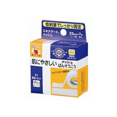 商品概要メーカー：ニチバン商品名：スキナゲートメッシュSGM257区分：日用雑貨内容量：1個商品概要：低刺激でシップやガーゼなどをしっかり固定できる、極低刺激性テープです。しなやかな柔軟性を持つメッシュ素材が、皮ふの動きにしっかりとフィット。高い透湿性のため汗の貯留を抑え、皮ふのふやけやカブレを防ぎ、安定した粘着力を維持し、長時間の固定が可能です。極低刺激性の粘着剤が、はがす時の痛さを軽減。マイルドな貼り心地です。JANコード：4987167053086商品コード：074903669商品の説明●低刺激でシップやガーゼなどをしっかり固定できる、極低刺激性テープ●しなやかな柔軟性を持つメッシュ素材が、皮ふの動きにしっかりとフィット●高い透湿性のため汗の貯留を抑え、皮ふのふやけやカブレを防ぎ、安定した粘着力を維持し、長時間の固定が可能●極低刺激性の粘着剤が、はがす時の痛さを軽減●マイルドな貼り心地【用途】・毎日貼りかえる方・テープによる「カブレ」に困っている方・お子様や肌の敏感な方サイズ/カラー【サイズ】25mm×7m使用上の注意●皮ふを清潔にし、よく乾かしてからご使用ください。●キズ口には直接貼らないでください。●皮ふ刺激の原因となりますので、引っ張らずに、貼ってください。●本品の使用により発疹、発赤、かゆみ等が生じた場合は使用を中止し、医師又は薬剤師に相談してください。●皮ふを傷めることがありますので、はがす時は、体毛の流れに沿ってゆっくりはがしてください。保存方法●小児の手のとどかない所に保管してください。●直射日光をさけ、なるべく湿気の少ない涼しい所に保管してください。賞味期限／使用期限（製造から）3年メーカー名ニチバン内容量1個※予告なくパッケージリニューアルをされる場合がございますがご了承ください。※パッケージ変更に伴うご返品はお受け致しかねます。※メーカーの都合により予告なくパッケージ、仕様等が変更となる場合がございます。※当店はJANコードにて管理を行っている為、それに伴う返品、交換等はお受けしておりませんので事前にご了承の上お買い求めください。【送料について】北海道、沖縄、離島は送料を頂きます。