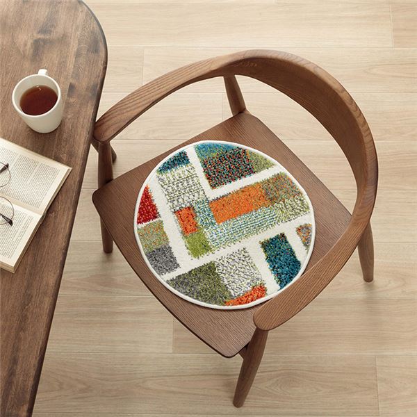 クッション チェアパッド 薄手 ウィルトン 織り トルコ製 円形 丈夫 汚れにくい 床用 キズ防止マット ..