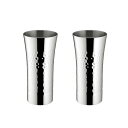 タンブラー/ビアマグ 【2PCS つち目ミラー仕上げ】 直径約71×144mm TSUBAME製 プロofスティール 『YU-EN』 〔カフェ バー〕 (代引不...